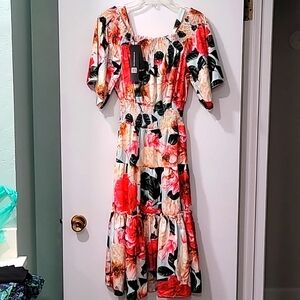 Artsy Dress Colorful off Shouder NWT